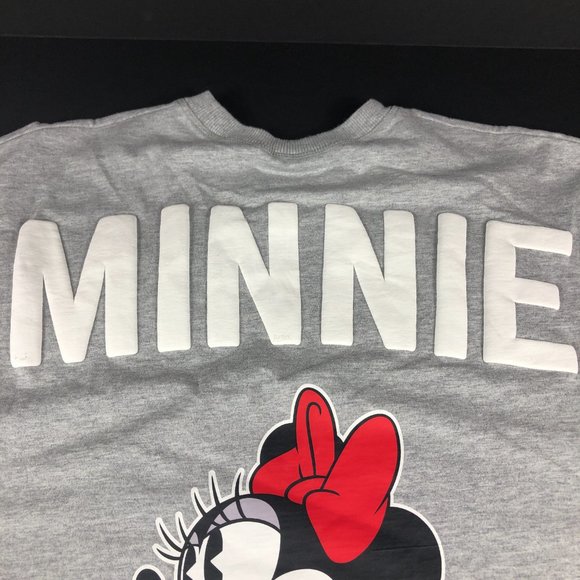 Disney Minnie Mouse Shirt Men's Small Grey Big Puffy Print Spell Out Long Sleeve - Picture 11 of 14